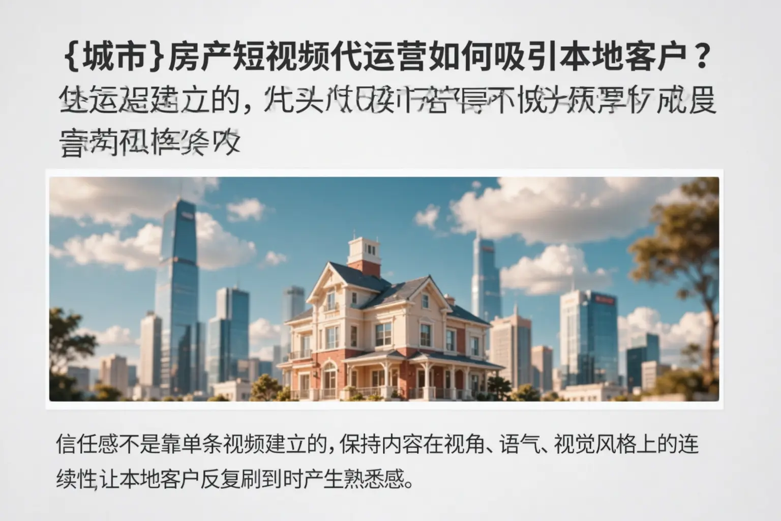 讷河房产短视频代运营如何吸引本地客户?